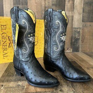 El General Full Quill Ostrich Western Cowboy Boots Mens 9